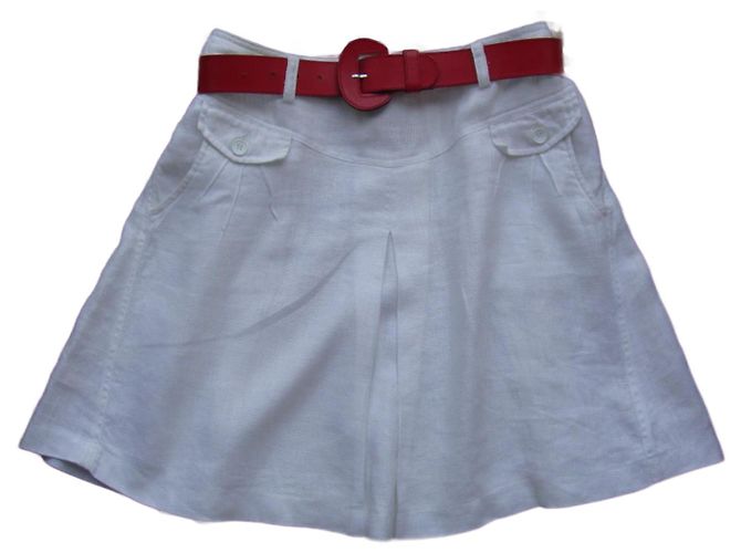 Autre Marque Traje de falda de lino blanco talla 36