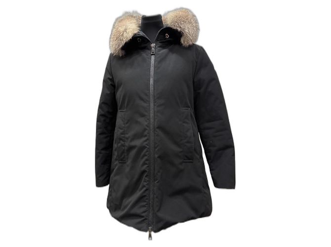 Moncler Blavet Down Jacket Black with Fox Fur