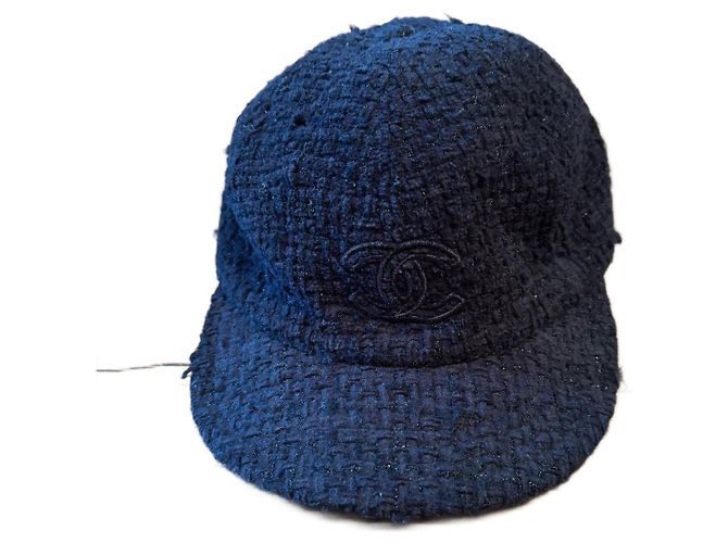 Boné Chanel de algodão azul marinho M