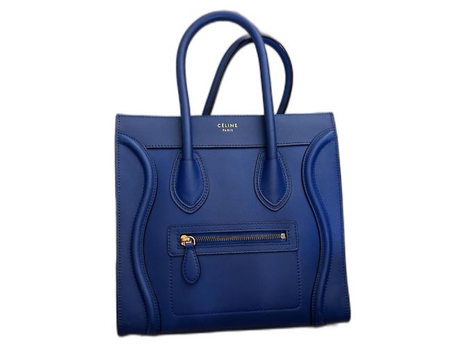 Sac à main Céline Micro Luggage Bleu Cuir