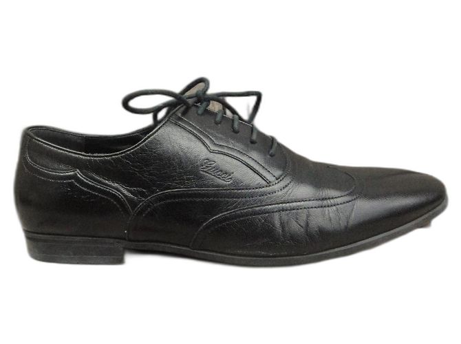 Gucci Richelieu scarpe stringate in pelle nera Nero