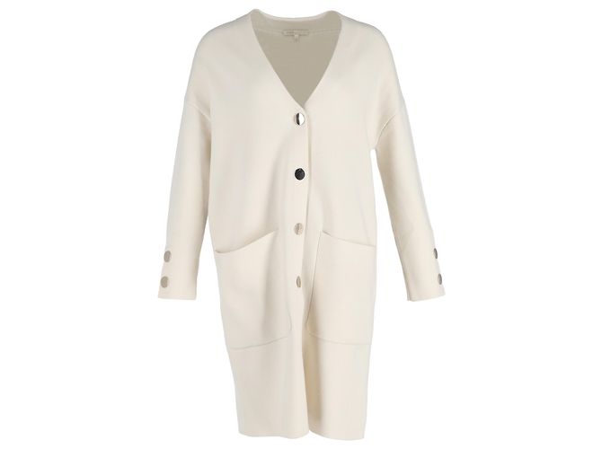 Manteau Boutonné Maje en Laine Crème Blanc Écru