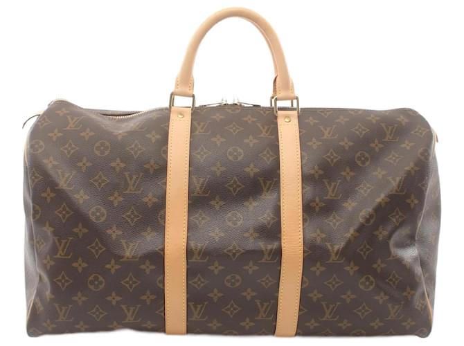 Louis Vuitton Monogram Keepall 50 Boston Bag M41426 Brown Cloth  ref.2162638