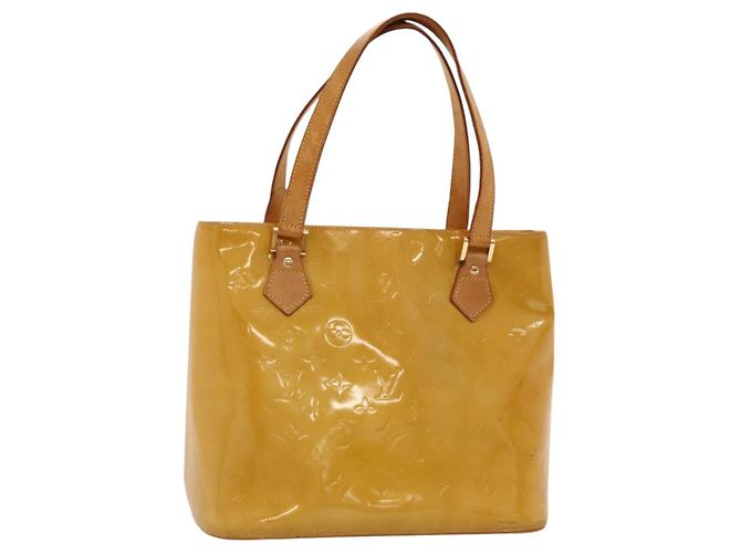 LOUIS VUITTON Monogram Vernis Houston Bolsa de Mano Beige M91004 LV Auth BA1139