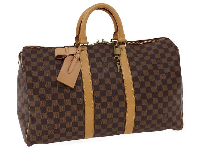 LOUIS VUITTON Borsa Boston Keepall 45 Damier Ebene Auth LV 26495S