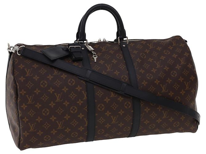 LOUIS VUITTON Monogram Macassar Keepall Bandouliere 55 M56714 Auth 28882S Monogramm
