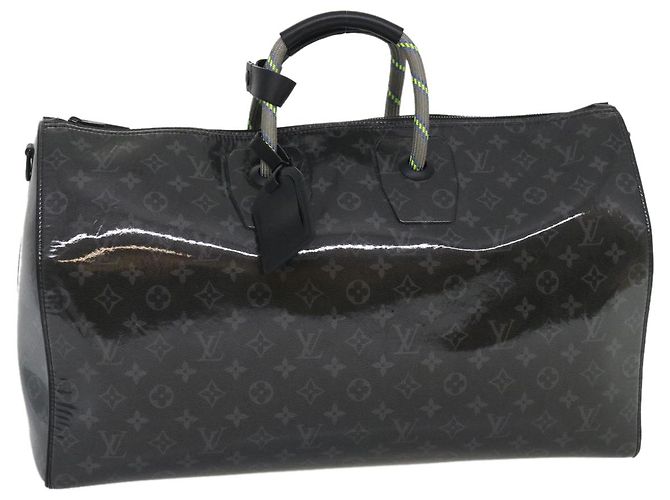 LOUIS VUITTON Eclipse Glaze Keepall Bandouliere 50 Bolsa Boston M43901 Auth 29548S Preto