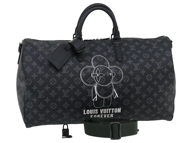 LOUIS VUITTON Monogram Eclipse Vivienne Keepall 50 Boston Bag M43683 Auth 34733S
