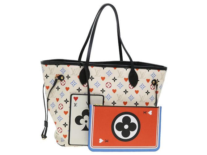 LOUIS VUITTON Monogram Game Neverfull MM Borsa Tote Bianca M57462 LV Auth 38983S Bianco Multicolore