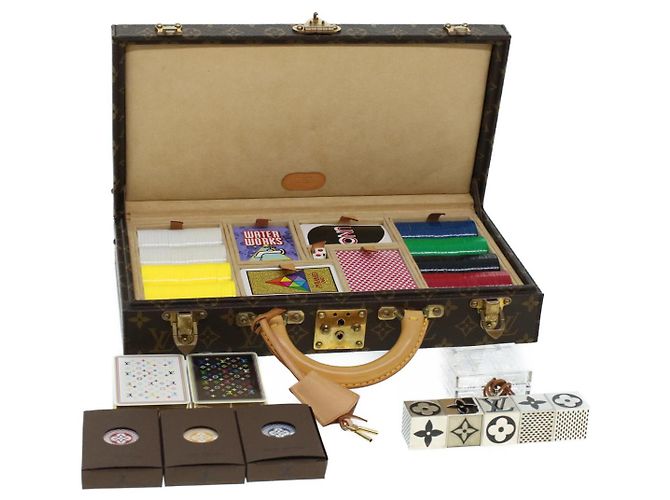 LOUIS VUITTON Monogram Casino Case Carte da Gioco Cubo Gioco Dadi SPO Auth 41140S Monogramma