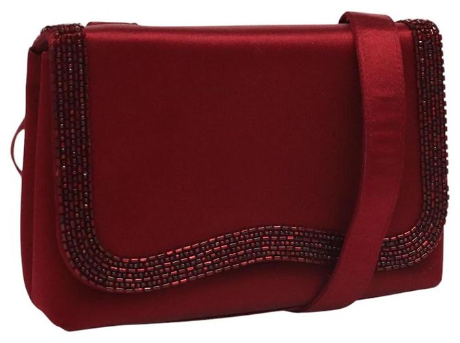 Borsa a Spalla CHANEL Seta Rossa CC Auth bs24300 Rosso
