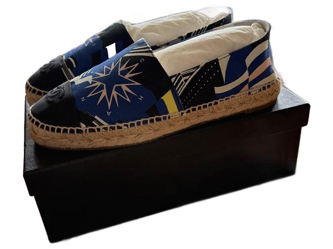 Chanel La Pausa Espadrilles Blue Cloth Size 40