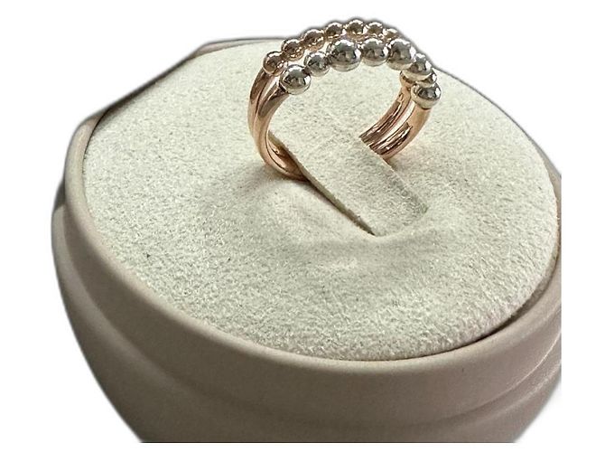 Dodo Pomellato Anel de bolhas de dupla faixa em ouro rosa 9K e prata 925 Dourado