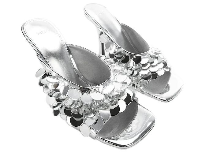Mirror mules by Mango Silvery