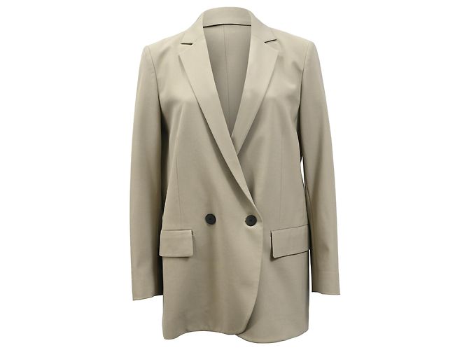 Theory Double-Breasted Blazer in Green Wool