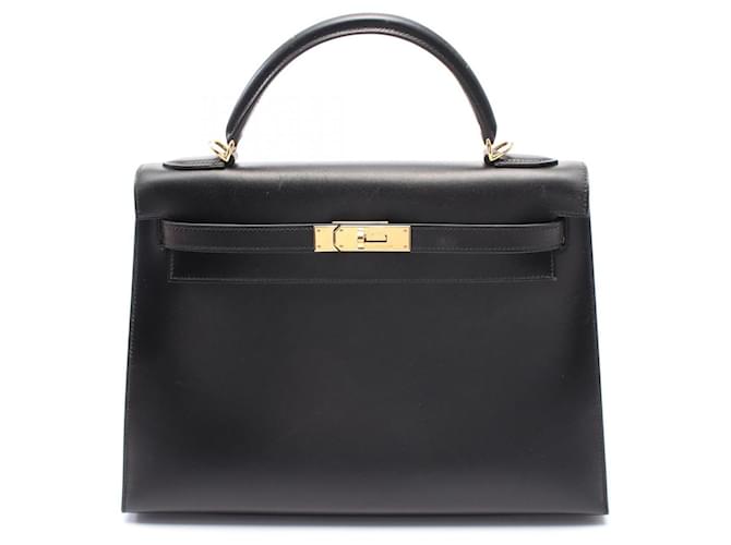 Hermès Hermes Box Calf Kelly 2way Bag 32 Stamp □F (2002) Black Leather  ref.2164019