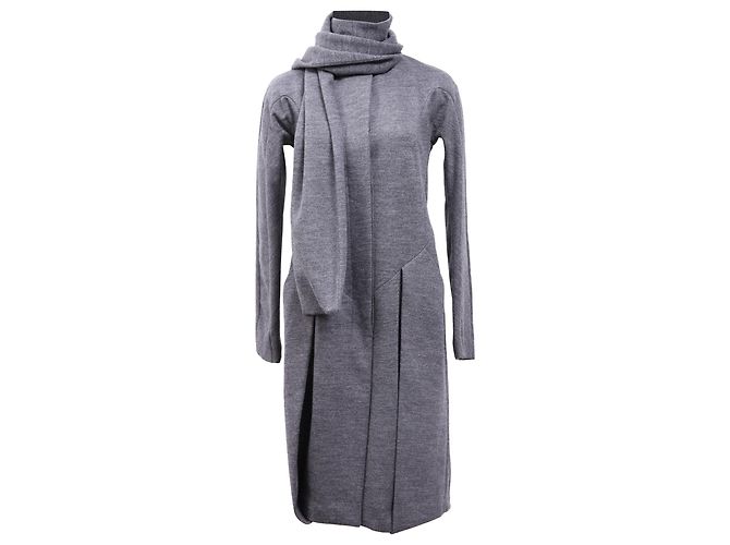 Abrigo Neil Barrett con bufanda de algodón gris