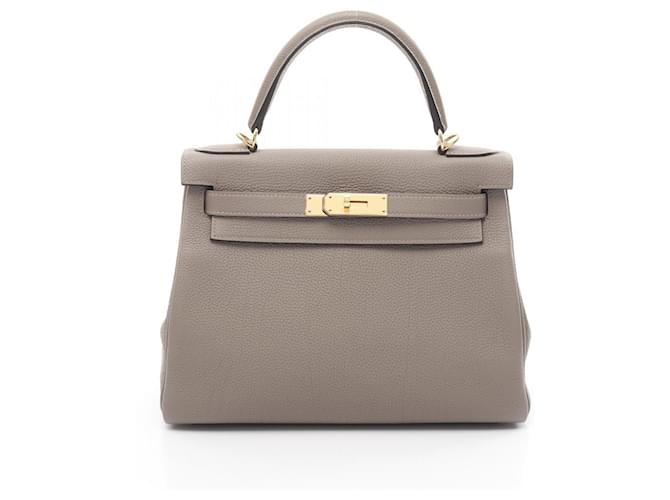 Hermès Hermes Togo Kelly 28 Handbag CBY074MY Stamp C (2018) Brown Beige Leather  ref.2164056