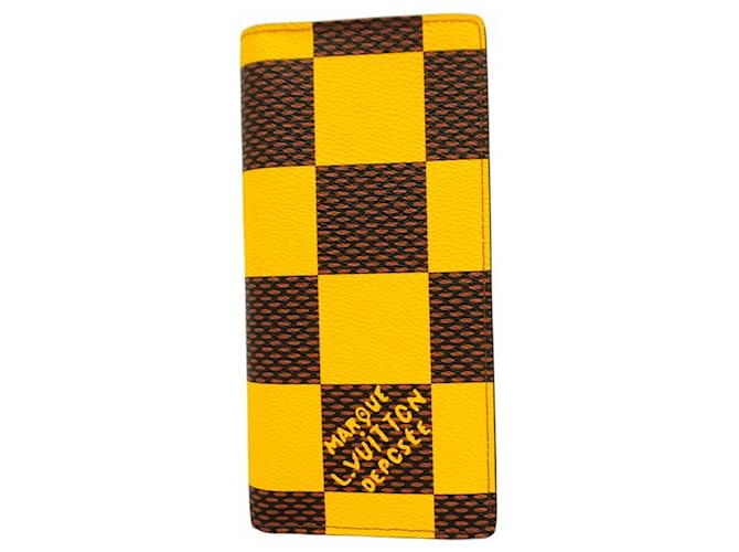 Brazza Louis Vuitton Long Wallet in Damier Pop Yellow Damier ebene  ref.2164463