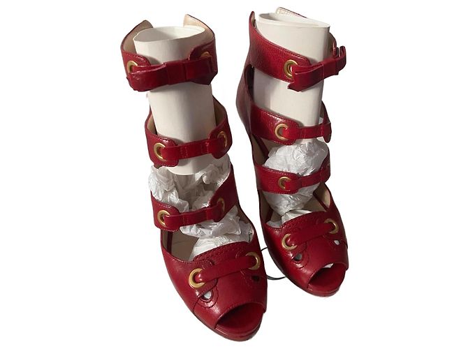 Sandale à talon Casadei Rouge