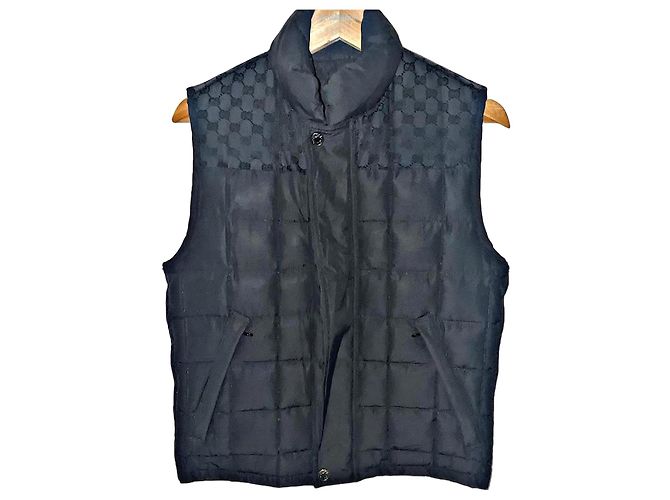 Authentic Gucci Tom Ford Monogram GG Paneled Down Vest Black