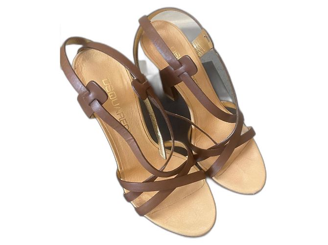 Dsquared2 Ankle Strap Sandals Brown Leather