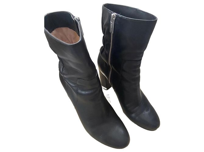 Michael Kors Leather Ankle Boots Black