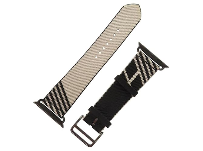 Hermès Hermes Tour Strap Canvas Black White Apple Watch Belt Cloth  ref.2164993