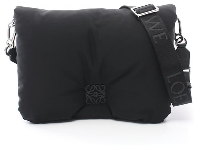 Loewe Goya Puffer Nylon Leather Shoulder Bag Black  ref.2165582