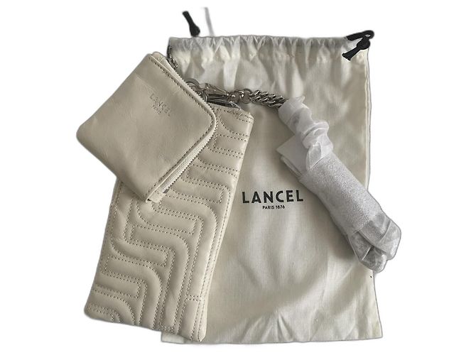 Lancel Midi-Minuit Bolsa para Telefone em Couro Acolchoado Branco