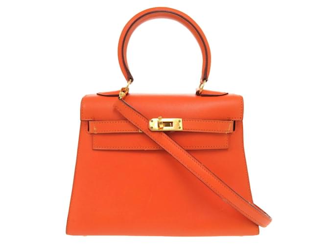Hermès Hermes Mini Kelly Veau Gulliver Handbag Orange  ref.2165868