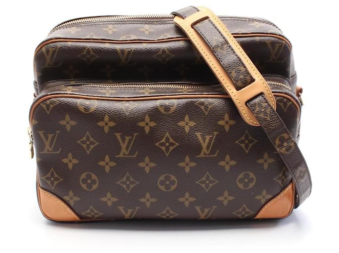 Louis Vuitton Nile Shoulder Bag Brown Leather Patent leather Cloth Plastic  ref.2165931