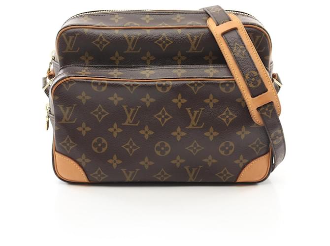 Louis Vuitton Nile Shoulder Bag Brown Leather Cloth Plastic  ref.2166065