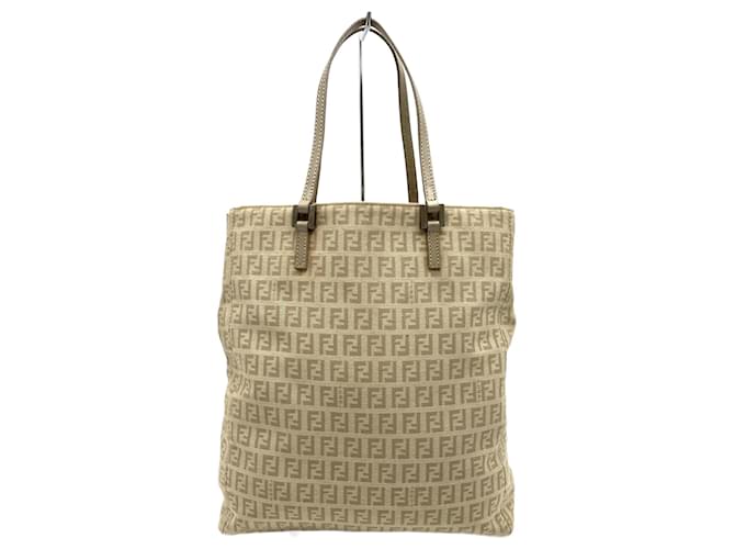 Fendi Zucchino Beige Canvas Tote Bag Cloth  ref.2166257