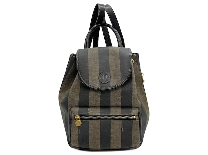 Fendi Pequin Mini Daypack Brown Plastic  ref.2166279