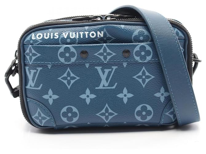 Louis Vuitton Nano Alpha Wearable Wallet Shoulder Bag Blue Leather Cloth Plastic  ref.2166292