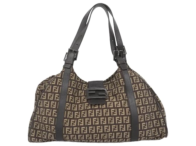Fendi Zucchino Shoulder Bag Brown Cloth  ref.2166656