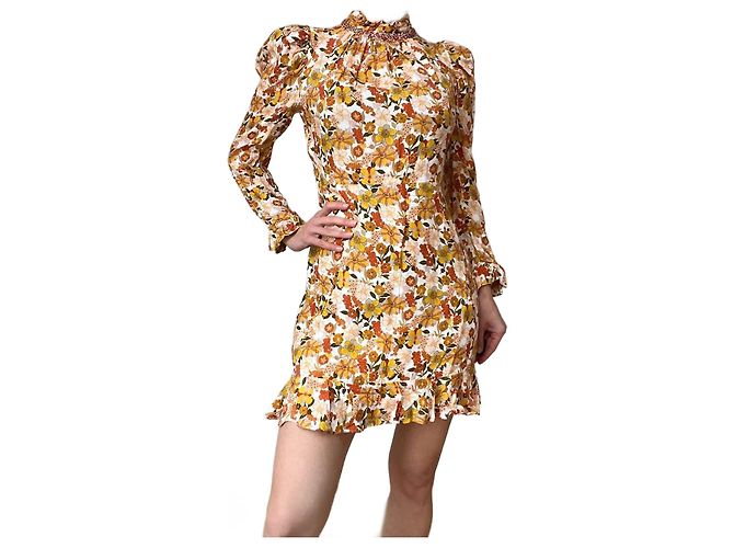 Vestido Sandro Laranja de Viscose Multicor