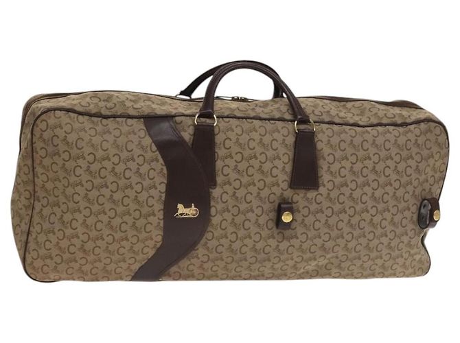 Céline CELINE C saluki Boston Bag Toile Beige Or Auth KD400 Doré