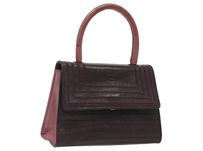 FENDI Hand Bag Leather Brown Gold Auth ar13375 Golden  ref.2167122