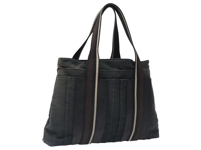 Troca Hermès HERMES Borsa Tote Orizzontale MM Canvas Nera Auth bs24178 Nero