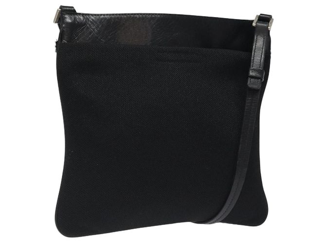 PRADA Shoulder Bag Nylon Black Silver Auth bs24328 Silvery