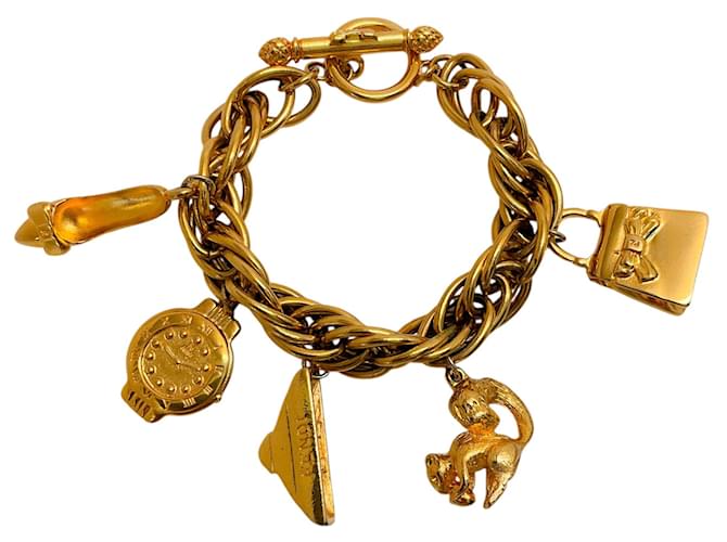 Fendi Vintage Gold Plated Charm Bracelet Golden Metal  ref.2167416