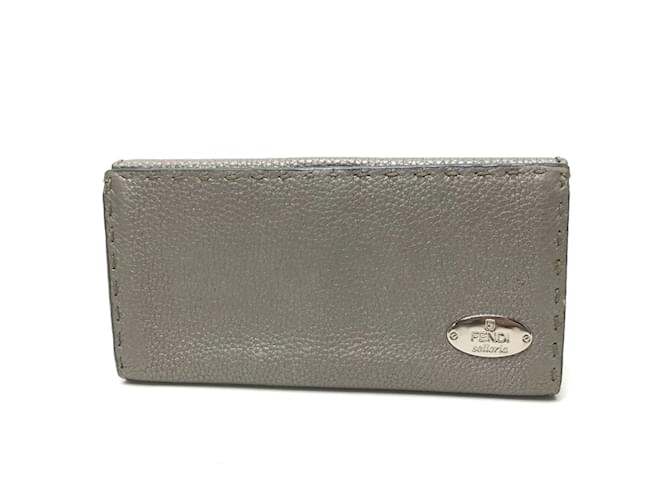Fendi Gray Leather Long Wallet Brown  ref.2167551