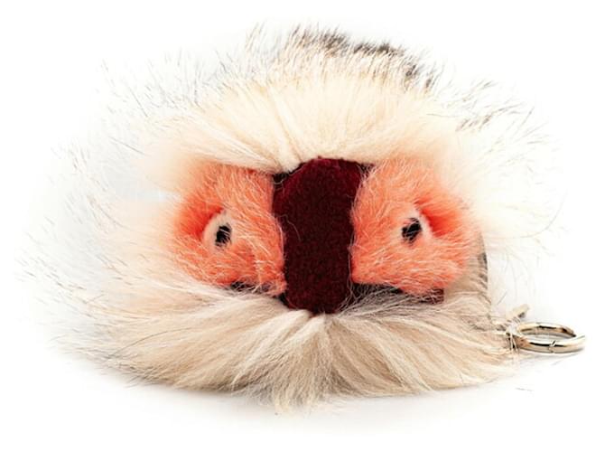 Fendi Monster Keychain Charm Red Orange Fur  ref.2167563