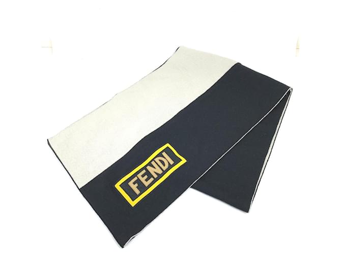 Fendi Bicolor Wool Stole Black  ref.2167628