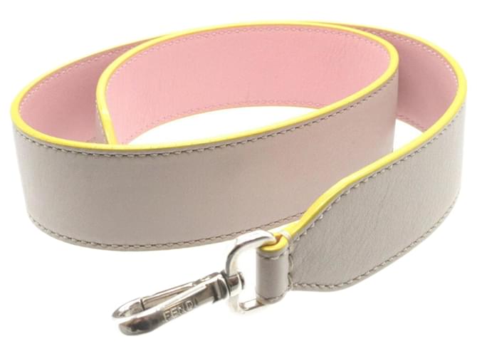 Fendi Leather Gray Pink Shoulder Strap Brown  ref.2167693