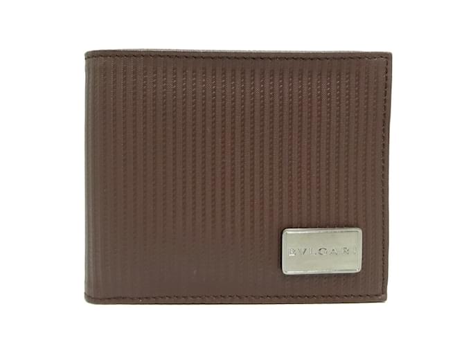 Bulgari Bvlgari Millerighe Brown Leather Bi-Fold Wallet  ref.2167800