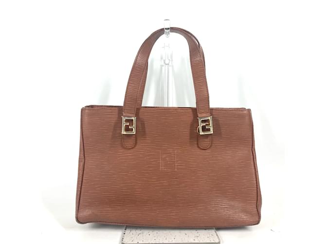 Fendi FF Tote Bag in Brown Leather  ref.2167987