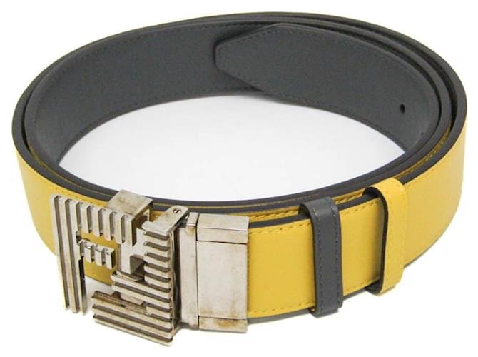 Fendi FF Logo Leather Standard Belt Brown Yellow  ref.2168014